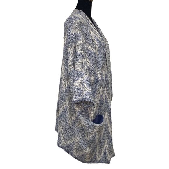 Lucky Brand wool blend blue/white/gray cardigan with metallic threads - Picture 4 of 7